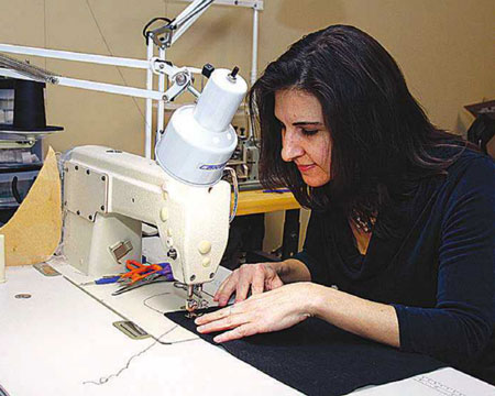Laura Pandolfo at her sewing machine